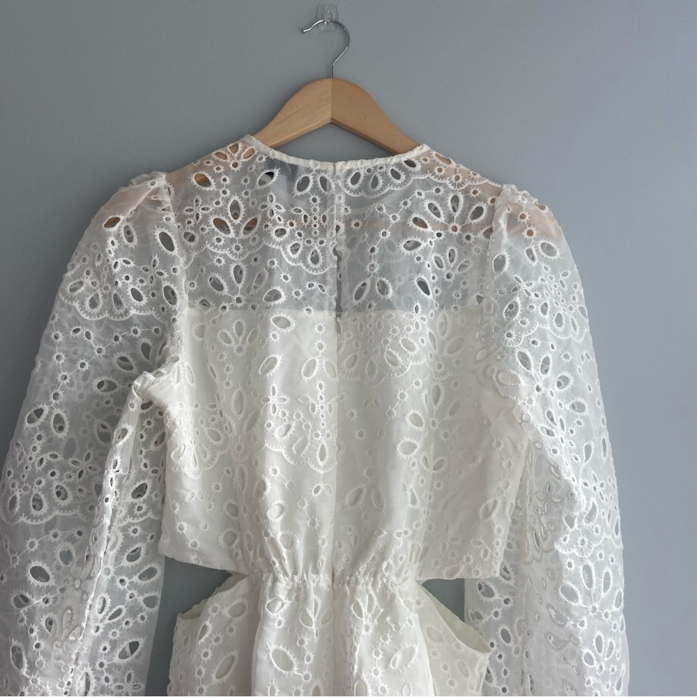 Lucy Paris Faith Cut Out White Eyelet Lace Mini Dress - Picture 6 of 12